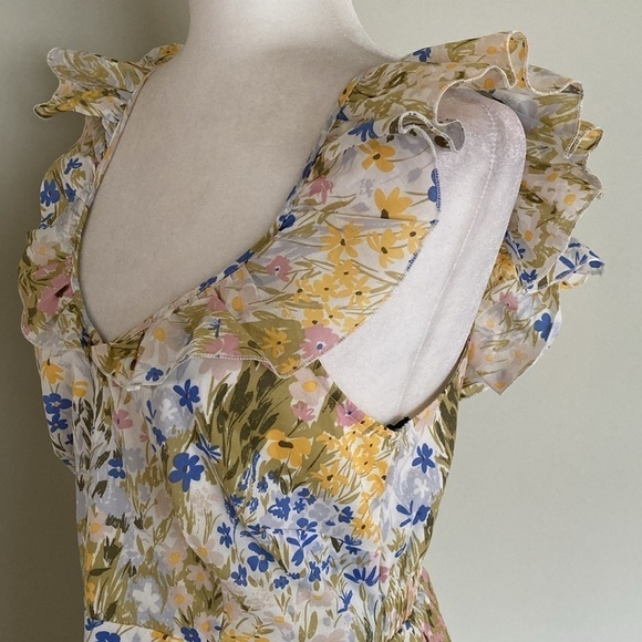 Wildfox Blair Deep V Ruffle Floral Dress BNWT - Picture 4 of 11